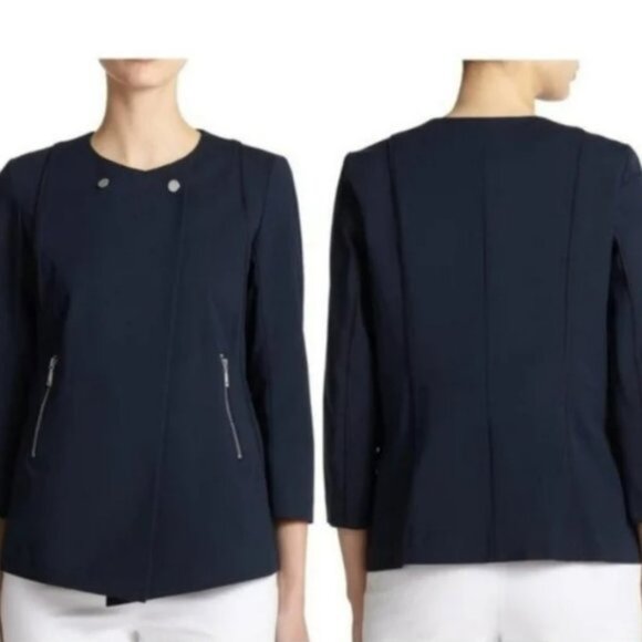 Lafayette 148 Dayle Double Breasted Snap Closure 3/4 Sleeve Tie Waist Jacket 8 - Picture 2 of 16